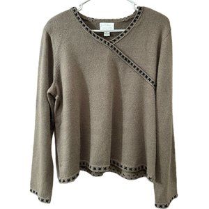 Christopher & Banks Women’s Size XL  Hand Embroidered Sweater Silk Blend Vintage